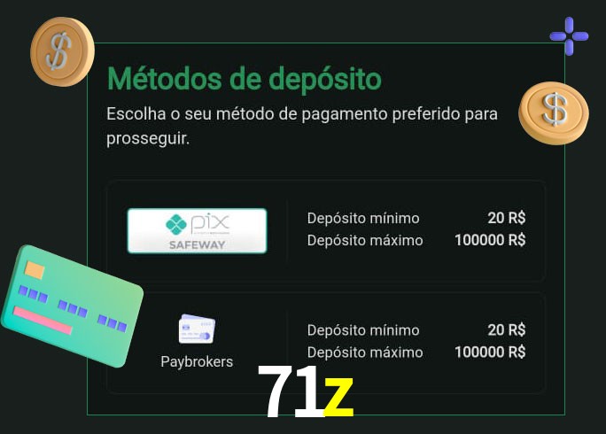 O cassino 71z oferece uma grande variedade de métodos de pagamento